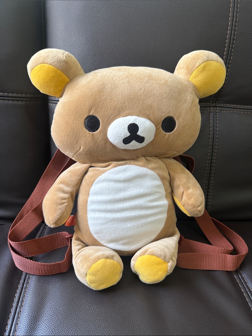 Plush Bear Kids Backpack - Brown and Yellow Cute Character Bag